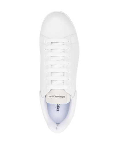 Shop Emporio Armani Leather Low-top Sneakers In 白色