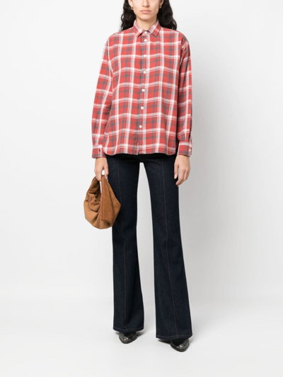 Polo Ralph Lauren Women's Plaid Cotton Twill Flannel Shirt In 红色