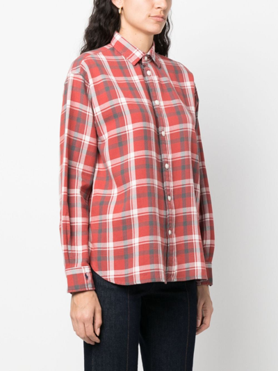 Polo Ralph Lauren Women's Plaid Cotton Twill Flannel Shirt In 红色