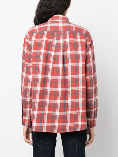 Polo Ralph Lauren Women's Plaid Cotton Twill Flannel Shirt In 红色
