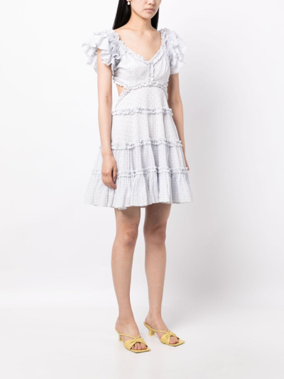 Needle & Thread Needle And Thread Womens Cornflower Blue Broderie-pattern Gingham-print Cotton-blend Mini Dress In 蓝色