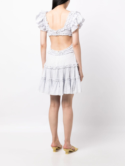 Needle & Thread Needle And Thread Womens Cornflower Blue Broderie-pattern Gingham-print Cotton-blend Mini Dress In 蓝色