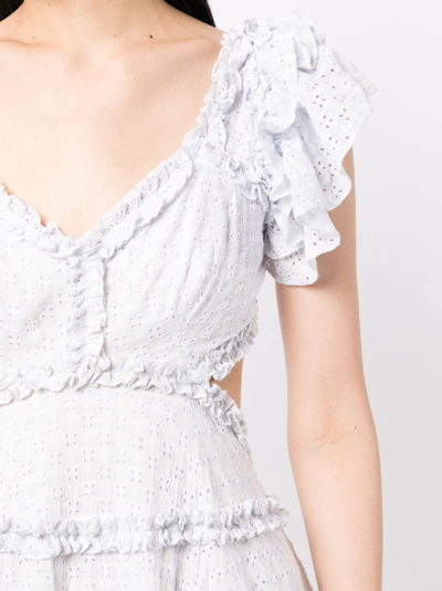 Needle & Thread Needle And Thread Womens Cornflower Blue Broderie-pattern Gingham-print Cotton-blend Mini Dress In 蓝色