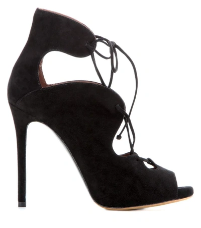 Shop Tabitha Simmons Reed Suede Lace-up Ankle Boots In Black
