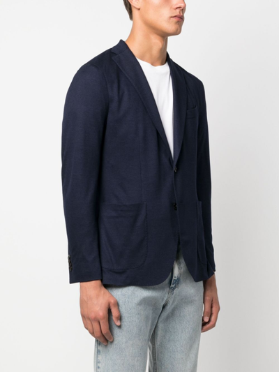 Boglioli Herringbone Single-breasted Blazer In 蓝色