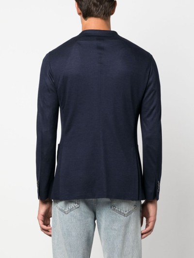 Boglioli Herringbone Single-breasted Blazer In 蓝色