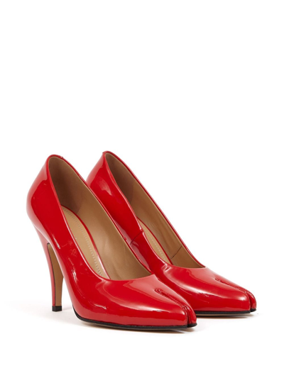 Shop Maison Margiela Tabi 110mm Patent Leather Pumps In Red