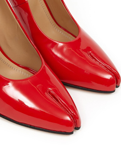 Maison Margiela Tabi 110mm Patent Leather Pumps In Red