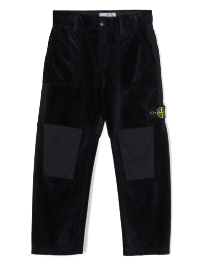 Shop Stone Island Junior Compass-badge Corduroy Trousers In 蓝色