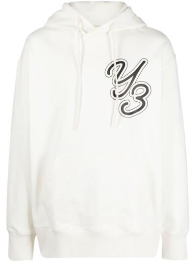 Shop Y-3 Logo-print Organic Cotton Hoodie In 白色