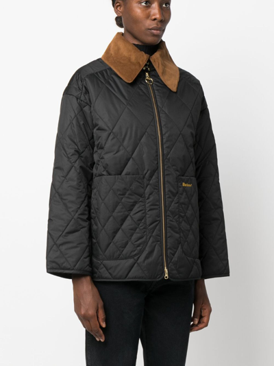 Shop Barbour Zip-up Quilted Puffer Jacket In Black