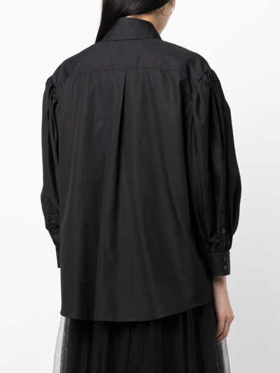 Shop Simone Rocha Bead-embellished Cotton Shirt In 黑色