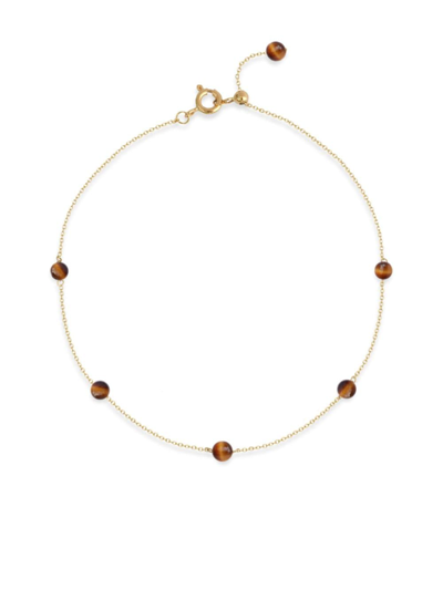 18KT RECYCLED YELLOW GOLD AND TIGER EYE CHAIN ANKLET