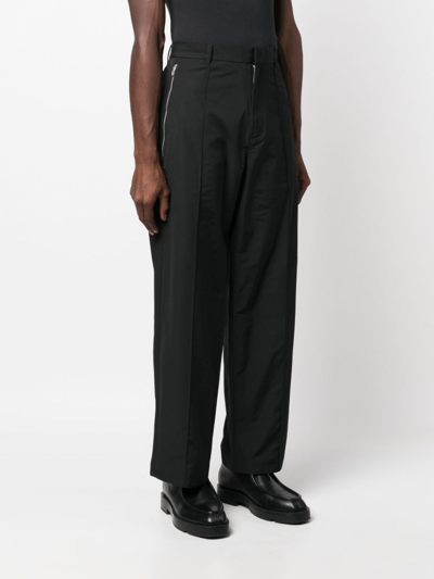 Shop Emporio Armani Straight Wide-leg Chino Trousers In Black