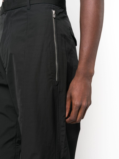 Shop Emporio Armani Straight Wide-leg Chino Trousers In Black