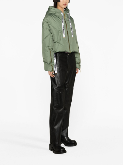 Shop Khrisjoy Hooded Cropped Padded Jacket In 绿色