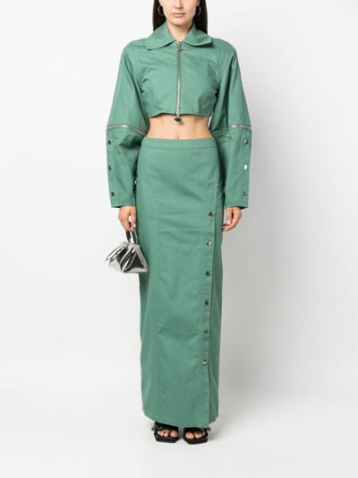 Shop Cannari Concept High-waist Straight Skirt In 绿色