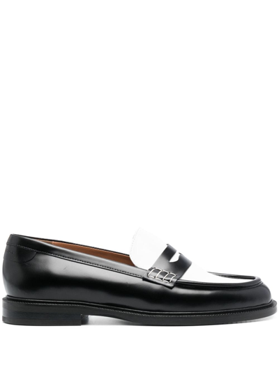 Shop Claudie Pierlot Two-tone Design Leather Loafers In Black