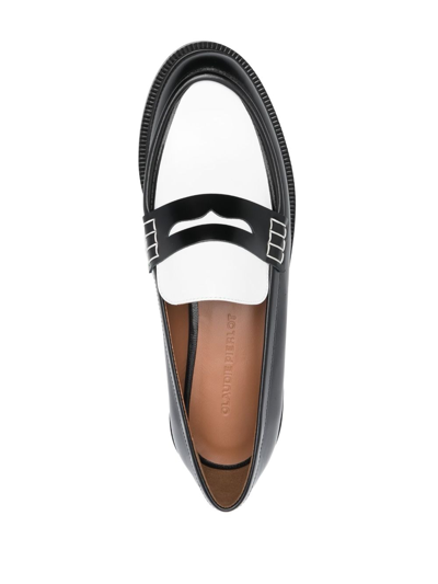 Shop Claudie Pierlot Two-tone Design Leather Loafers In Black