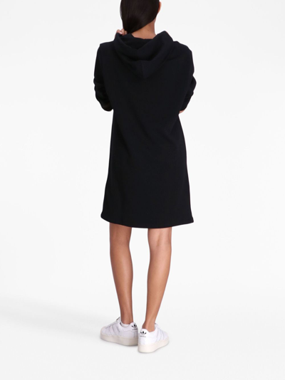 Shop Armani Exchange Logo-print Hoodie Dress In 黑色