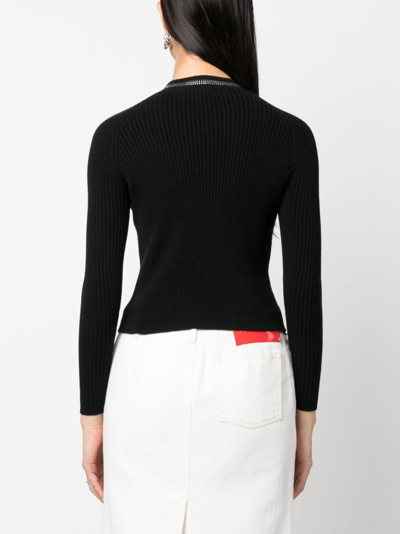 Gcds Bling Rhinestone-embellished Knitted Top In 黑色