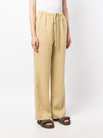 Nanushka Drawstring -waist Linen Trousers In 黄色