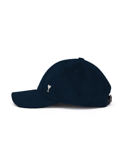 Ami Alexandre Mattiussi Ami De Coeur Corduroy Cap In 蓝色