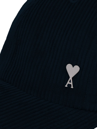 Ami Alexandre Mattiussi Ami De Coeur Corduroy Cap In 蓝色