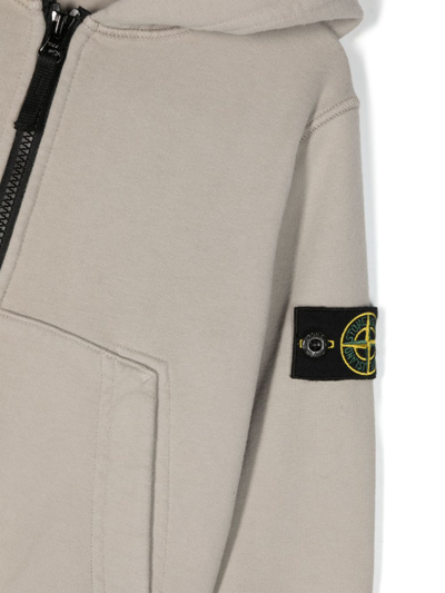 Shop Stone Island Junior Compass-badge Cotton Hoodie In 灰色