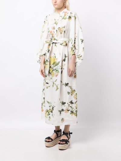 Shop Erdem Nairne Floral-print Dress In 绿色