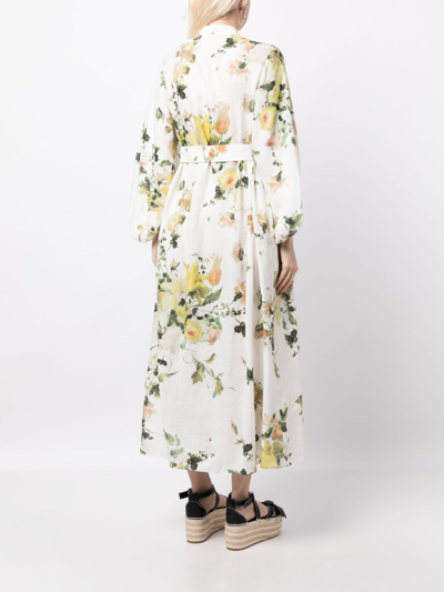 Shop Erdem Nairne Floral-print Dress In 绿色
