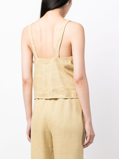 Shop Nanushka Linen Drawstring Top In 绿色