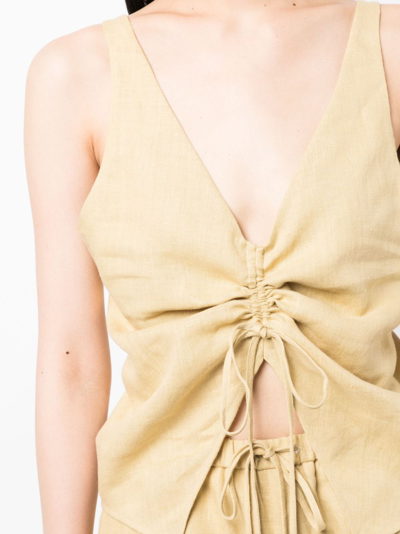Nanushka Linen Drawstring Top In 绿色