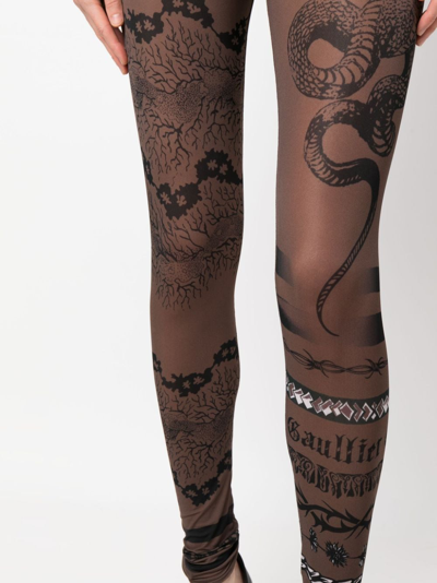 Shop Jean Paul Gaultier Graphic-print Leggings In 褐色