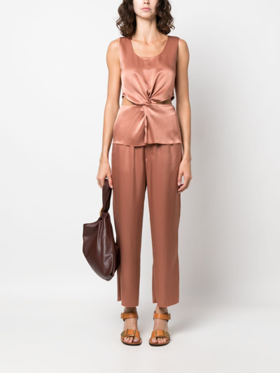Nanushka Odessa Slip Satin Pant In Terracotta Brown In Orange