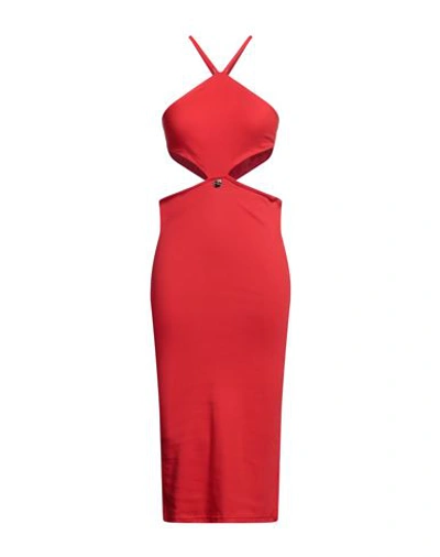 Mangano Woman Midi Dress Red Size 8 Cotton In Red