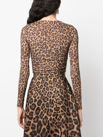 Valentino Leopard-print Long-sleeved Bodysuit In Neutrals