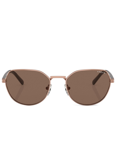 Shop Vogue Eyewear Round Frames Tinted Sunglasses In Brown