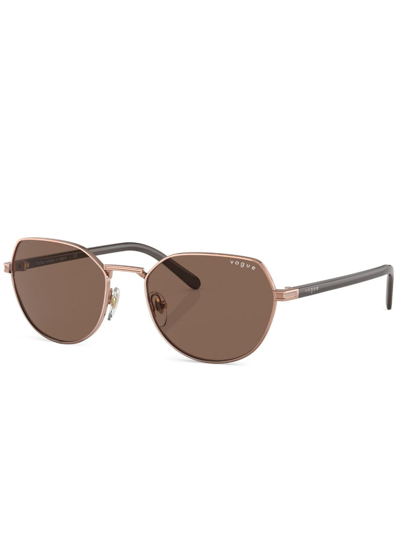 Shop Vogue Eyewear Round Frames Tinted Sunglasses In Brown