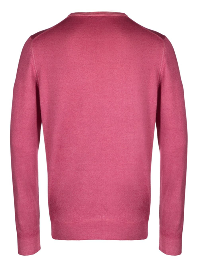 Shop Barba Ribbed-trim Virgin-wool Jumper In Pink