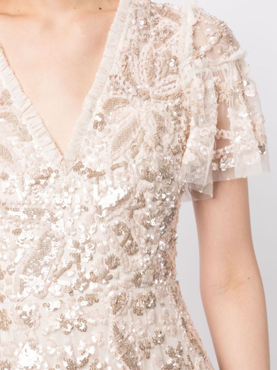 Needle & Thread Trailing Sequin-embellished Gown In Pink