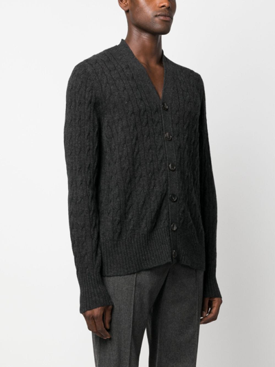 Shop Etro Cable-knit Cashmere Cardigan In Grey