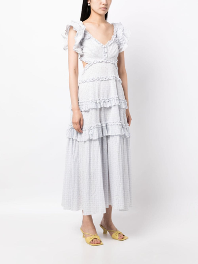 Needle & Thread Needle And Thread Womens Cornflower Blue Broderie-pattern Gingham-print Cotton-blend Mini Dress In Blue