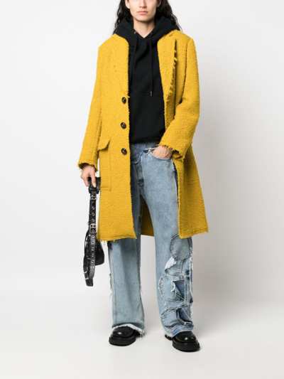 Shop Dsquared2 Single-breasted Bouclé Trench Coat In Yellow