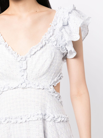Needle & Thread Needle And Thread Womens Cornflower Blue Broderie-pattern Gingham-print Cotton-blend Mini Dress In Blue