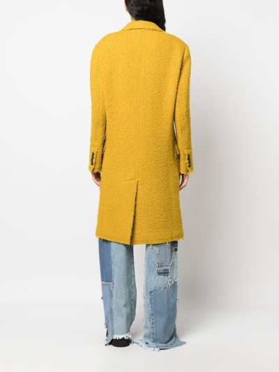 Shop Dsquared2 Single-breasted Bouclé Trench Coat In Yellow