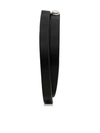 Shop Saint Laurent Double-wrap Logo-plaque Bracelet In Black