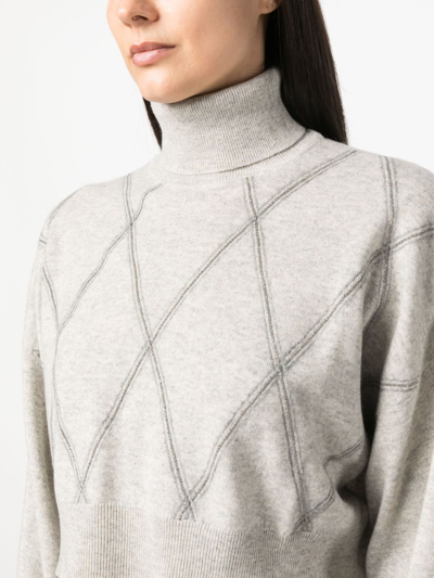 Shop Brunello Cucinelli Bead-detailing Wool-blend Jumper In Grey