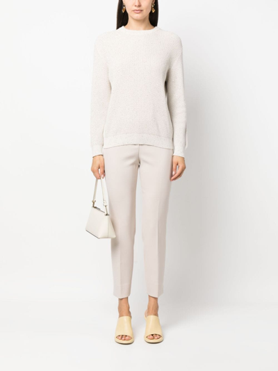 Shop Peserico Pressed-crease Cropped Trousers In Neutrals