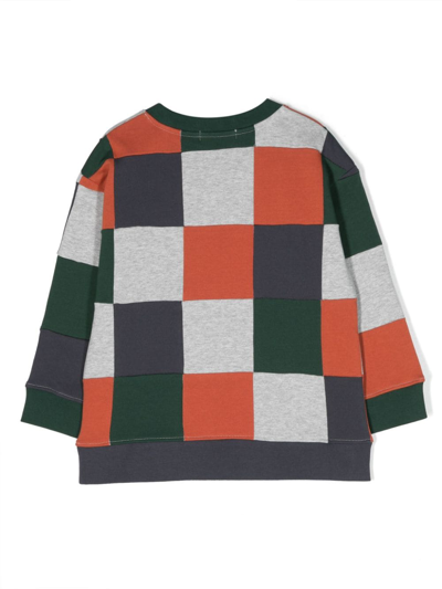 Shop Stella Mccartney Check-pattern Cotton Sweatshirt In Orange